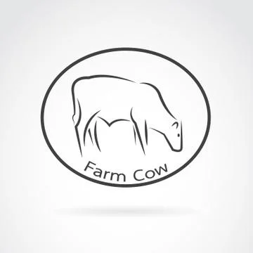 Vector image of an cow in the circle on white background. logo farm Illustrazione stock