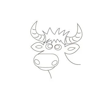 Vector image of a cow's head with horns. 스톡 일러스트