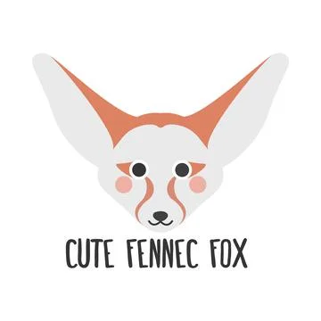Vector image of a cute Fennec fox face with an inscription Stock Illustration