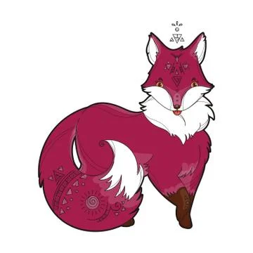 Vector image of a cute fox design isolated on a white background Stock Illustration