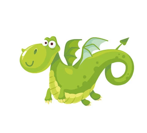 Vector image of cute little childish drawn sytle flying dragon Stock Illustration