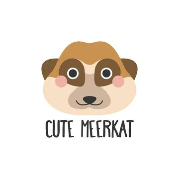 Vector image of a cute meerkat face with an inscription on a white background Illustrazione stock