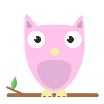 Vector image of a cute pink owl on white background Stock Illustration