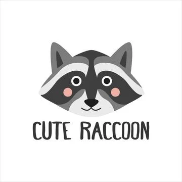 Vector image of a cute raccoon face with an inscription on a white background Stock Illustration