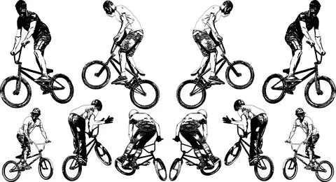 Vector image of a cyclist performing tricks Stock Illustration