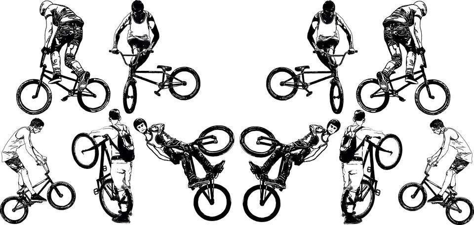 Vector image of a cyclist performing tricks Stock Illustration