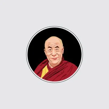 Vector image of Dalai Lama, known as Gyalwa Rinpoche to the Tibetan people. Stock Illustration