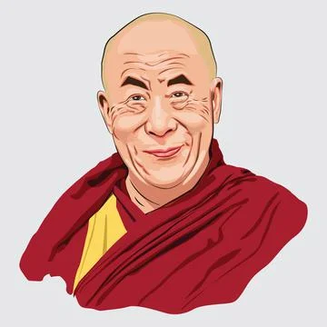 Vector image of Dalai Lama, known as Gyalwa Rinpoche to the Tibetan people. Stock Illustration