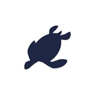 Vector image of a dark blue silhouette of a sea turtle on a white background. Illustrazione stock