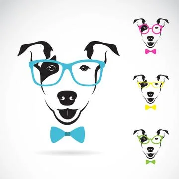 Vector image of a dog (bull terrier) glasses on white background 스톡 일러스트
