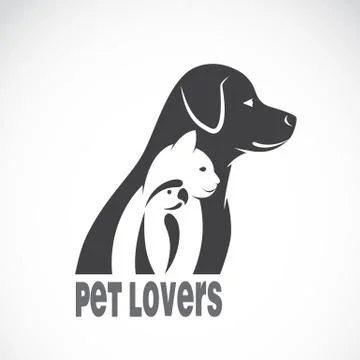 Vector image of an dog cat and bird on white background. Animal pet design Illustrazione stock