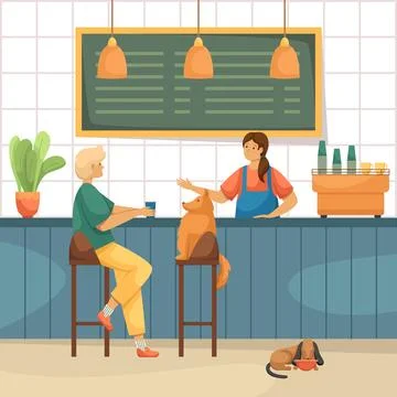 Vector image of a dog friendly cafe Stock Illustration