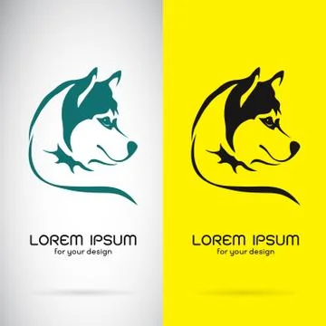 Vector image of a dog siberian husky design on white background and yellow ba Illustrazione stock