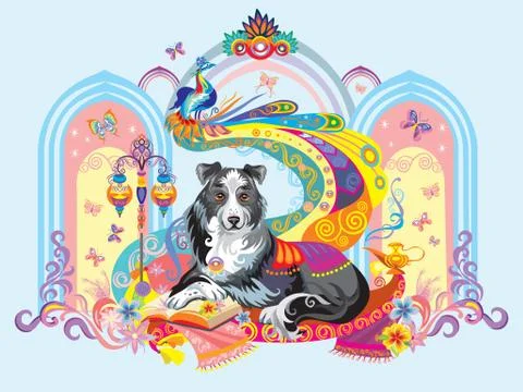 Vector image of dog, the symbol of New year 2018 Stock Illustration