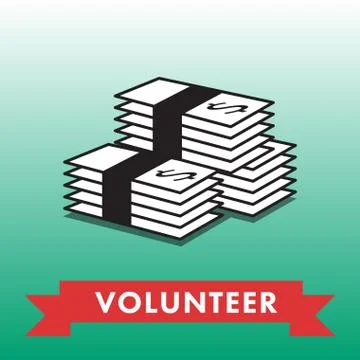 Vector image of dollars stack with text volunteer イラスト素材