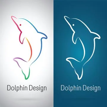 Vector image of an dolphin design on white background and blue background, Lo Stock Illustration