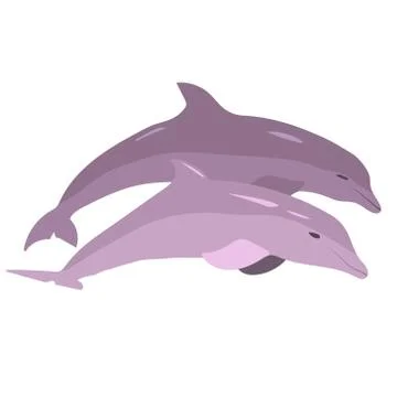 Vector image of dolphins jumping out of the water on a white background Stock Illustration