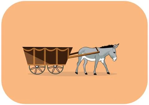 Vector image of donkey cart. Stock Illustration