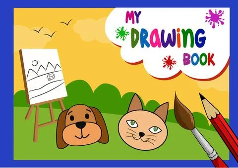 Vector image of drawing book front page design. Stock Illustration