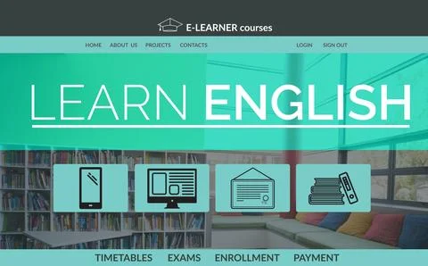 Vector image of e-learning interface on screen Stock Illustration
