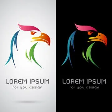 Vector image of a eagle design on white background and black background, Logo Stock Illustration