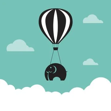 Vector image of elephant with balloons Stock Illustration