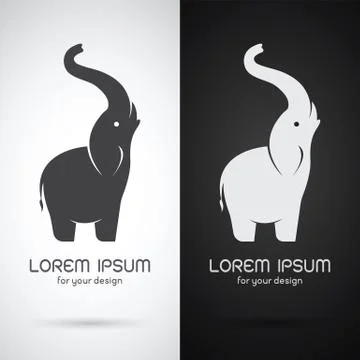 Vector image of an elephant design on white background and black background,  Stock Illustration