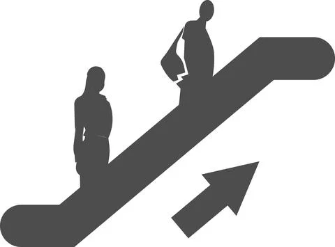 Vector image of an escalator that people are climbing up. Stock Illustration