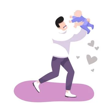 Vector image of father with new born child. Ilustración de archivo