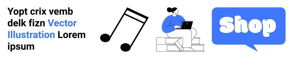 Vector Image Featuring Business Concepts with Notebook and Music Note Stock Illustration