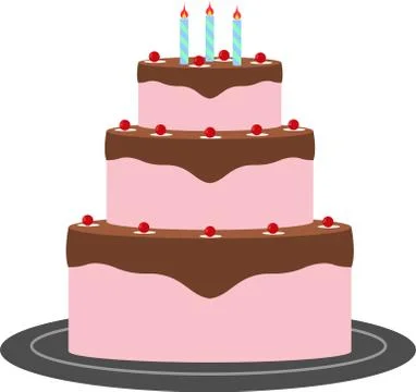 Vector image. A festive cake with three candles Stock Illustration