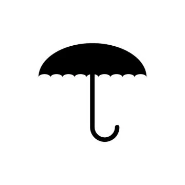 Vector image of flat, isolated, umbrella icons. Design a flat black umbrella Stock Illustration