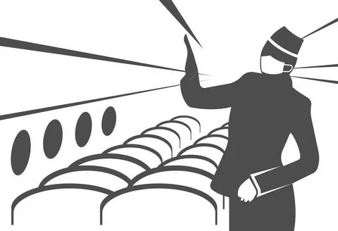 Vector image of a flight attendant in a protective mask. Stock-Illustration