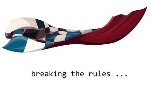 Vector image of a flying fabric with a checkerboard print and an inscription Stock Illustration