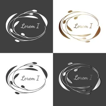 Vector image of four options vintage floral frame on gray and white backgrounds Stock Illustration