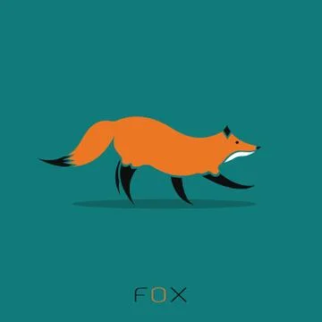 Vector image of a fox design on blue background Stock Illustration