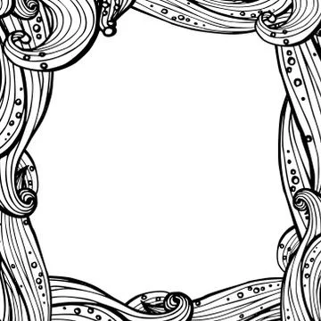 Vector image of a frame from black and white drawn wave. Stock Illustration