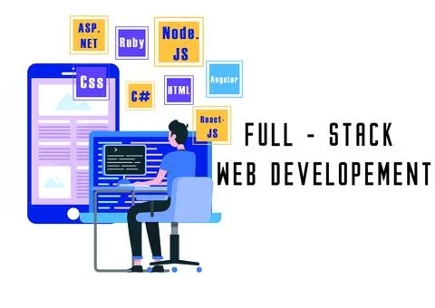 Vector image of Full-stack web development. Stock Illustration