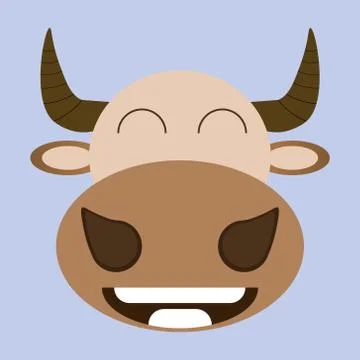 Vector image fun smile kawai bull head Stock Illustration