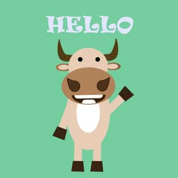 Vector image fun smile kawai bull says hello Stock Illustration