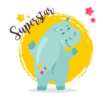 Vector image of a funny Superstar hippo Stock Illustration