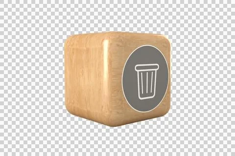 Vector image of garbage can on cube Stock Photos