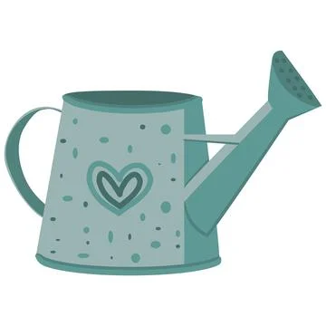 Vector image of a garden watering can in gray green color Stock Illustration