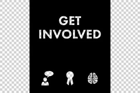 Vector image of get involved text and symbols 스톡 사진