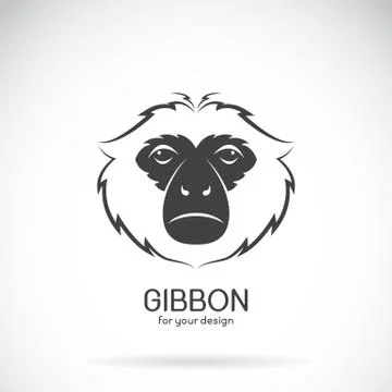Vector image of a gibbon head design on white background, Vector gibbon logo. Stock Illustration