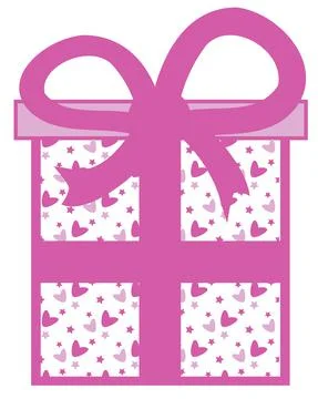 Vector image of a gift box with hearts and a bow Stock Illustration