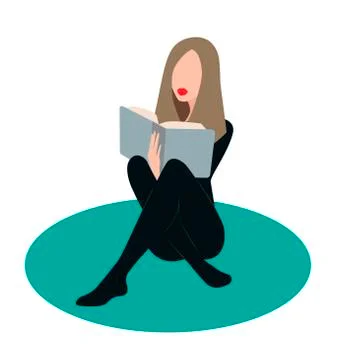 Vector image of a girl with a book in a flat style. To create stylish Illustrazione stock