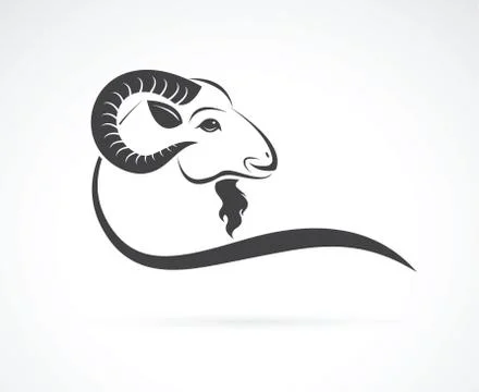 Vector image of an goat head design on white background Stock Illustration