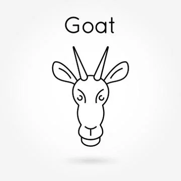 Vector image of goat head on white background. Thin line style. Stock Illustration