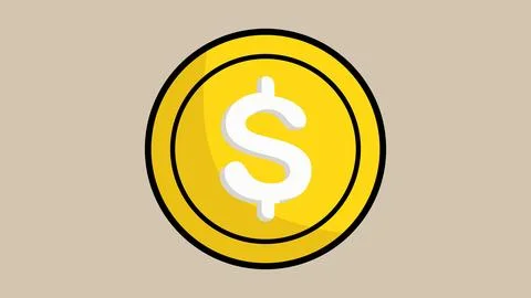 Vector image of a gold coin, which is sparkling Stock Photos